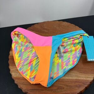 ONEONE neon color-block bikini bottoms sz S colorblock